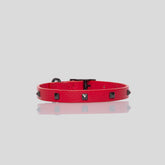 COLLAR MINI / CUERO TACHES ROJO