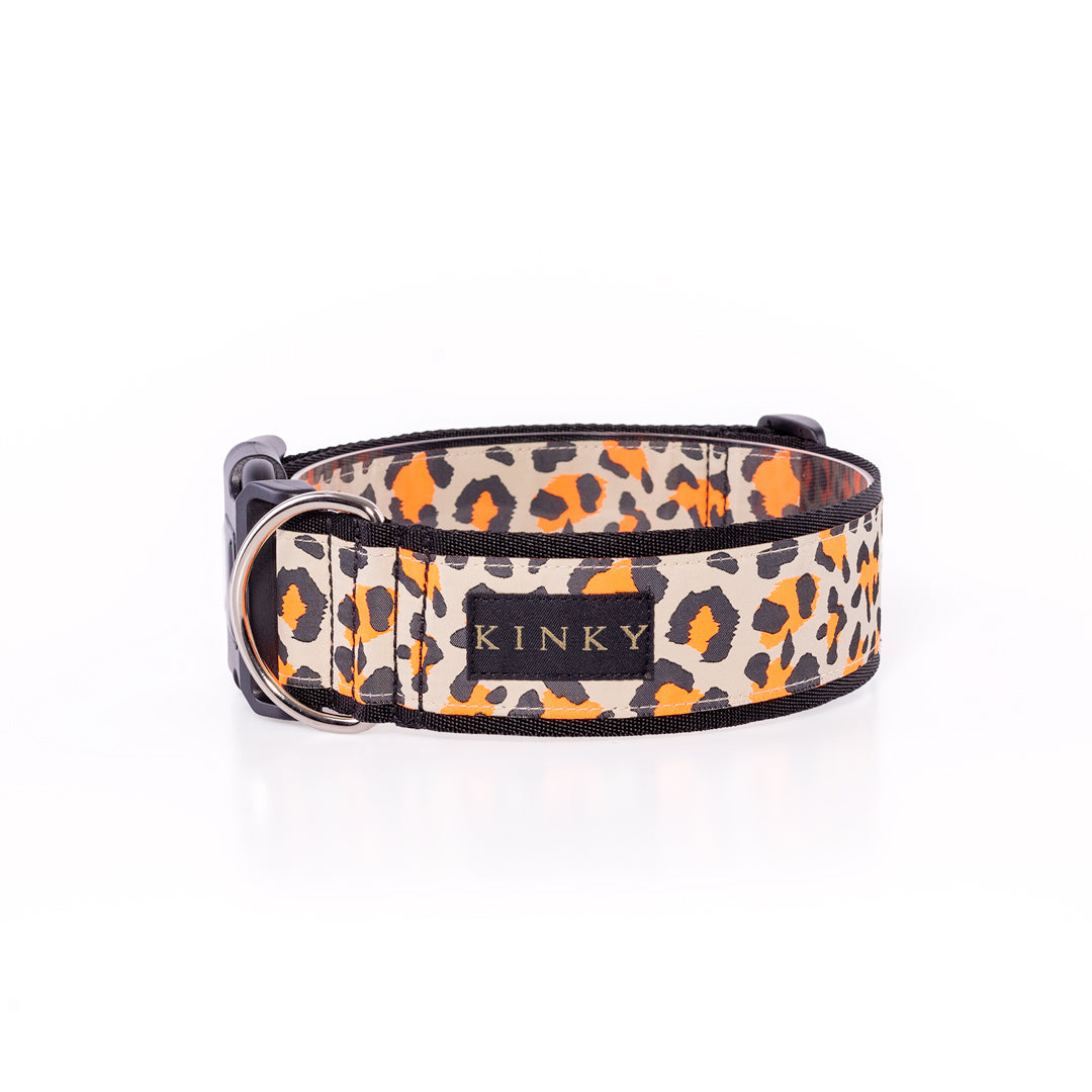 COLLAR SÚPER ANCHO / LEOPARDO ELECTRIC NARANJA