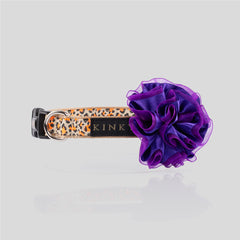 COLLAR DE  FLOR  / LEOPARDO NARANJA MORADA
