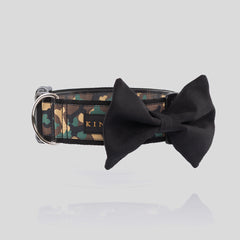COLLAR SÚPER ANCHO CORBATÍN NEGRO / CAMO VERDE