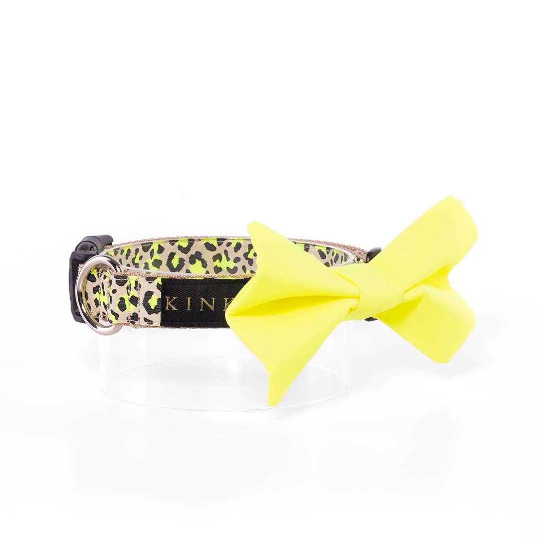 COLLAR DE CORBATÍN / LEOPARDO ELECTRIC AMARILLO