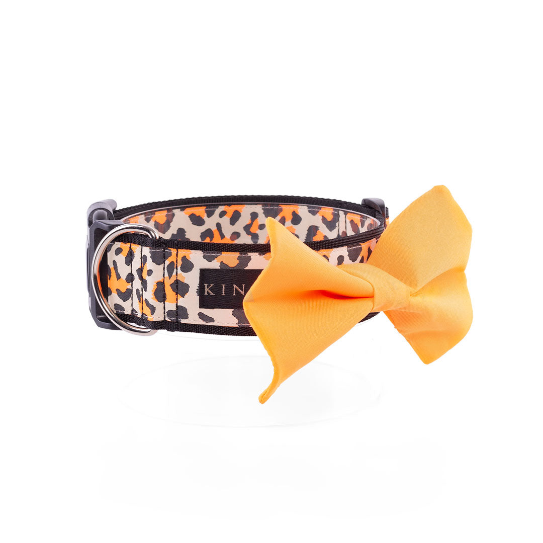 COLLAR SÚPER ANCHO CORBATÍN /  LEOPARDO ELECTRIC NARANJA