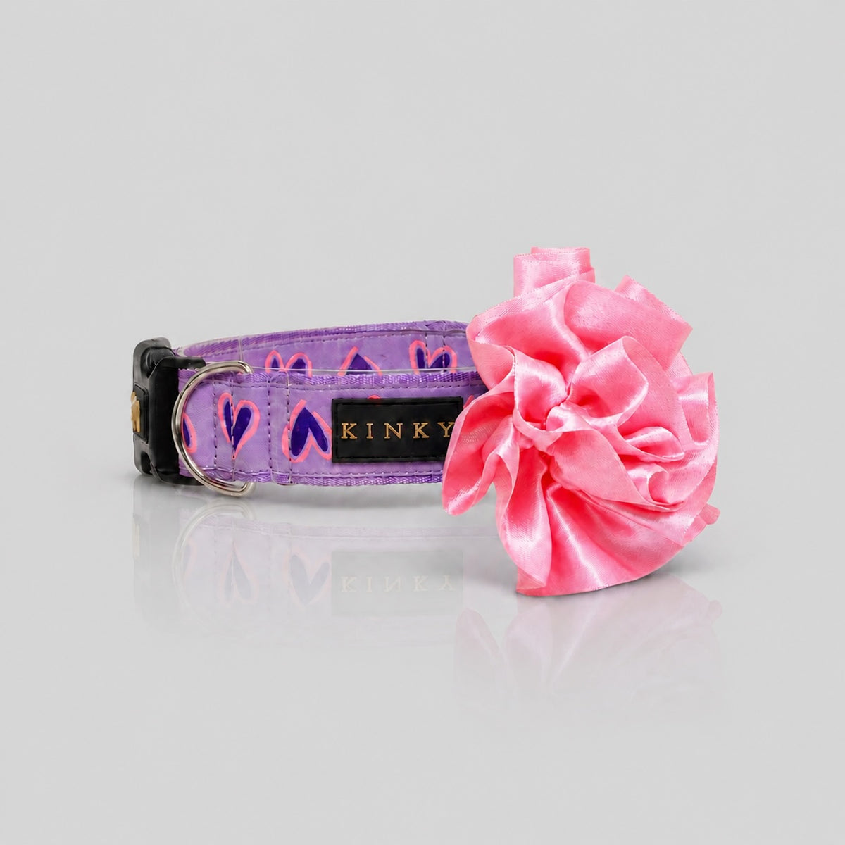 COLLAR SÚPER ANCHO FLOR /  ORQUÍDEA CORAZONES LILA