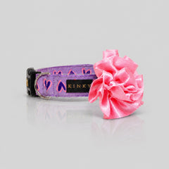 COLLAR SÚPER ANCHO FLOR /  ORQUÍDEA CORAZONES LILA