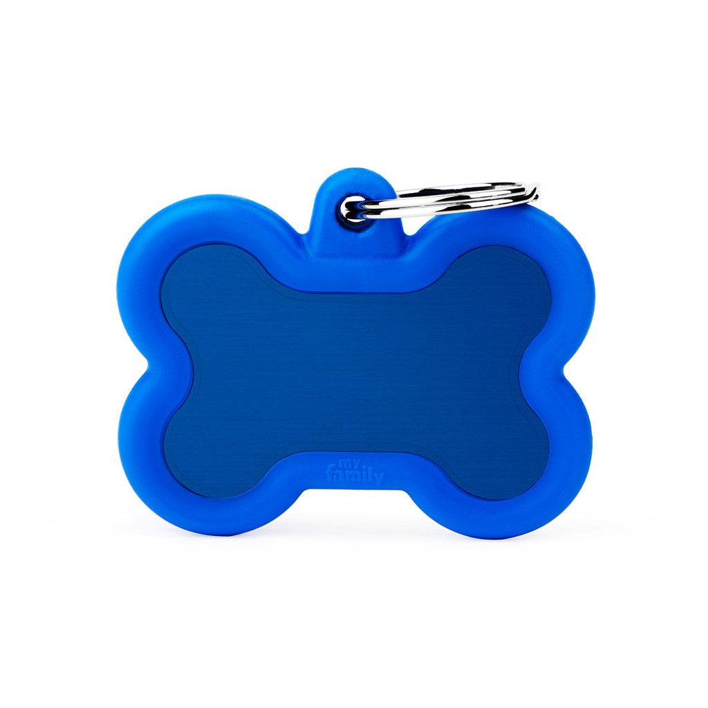 PLACA DE IDENTIFICACIÓN GRANDE HUESO AZUL HUSH RUBBER AZUL