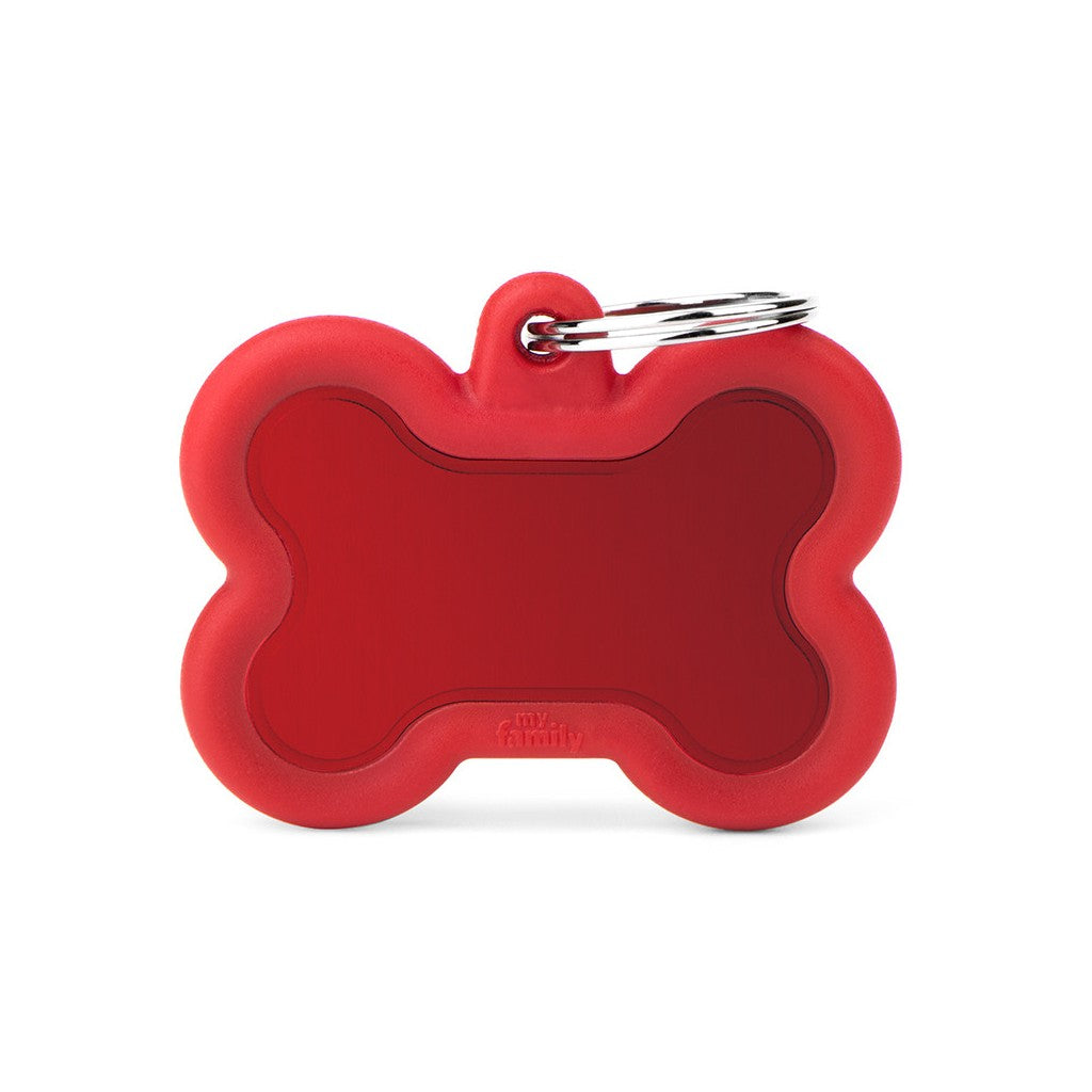 PLACA DE IDENTIFICACIÓN HUESO HUSH ROJO GRANDE