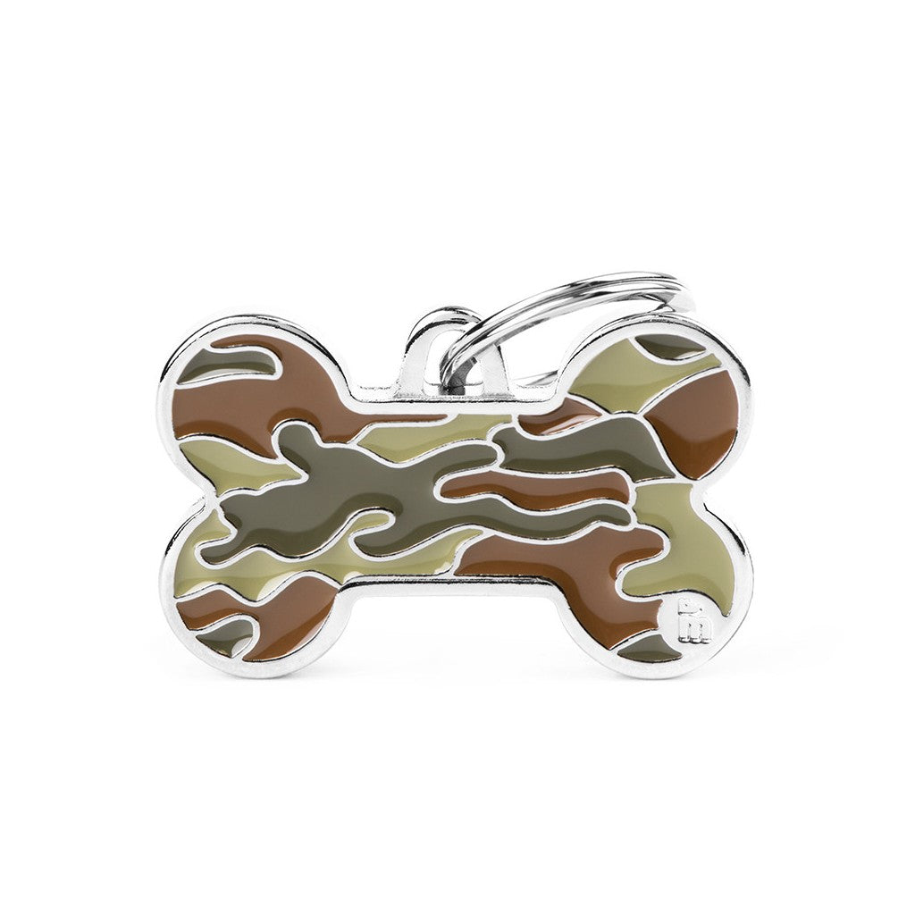 PLACA DE IDENTIFICACIÓN HUESO CAMO VERDE GRANDE